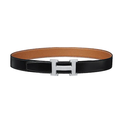 HERMES Leather Belt Silver H Buckle Engraved Design 3.2cm H064540CK05-H073967CAAA
