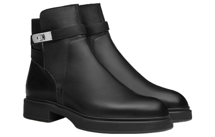 Shop HERMES Leder Knöchelstiefel mit Schnalle ''Schwarz'' H212934Z-H11