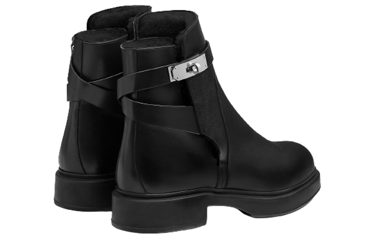 Purchase HERMES Leder Knöchelstiefel mit Schnalle ''Schwarz'' H212934Z-H11