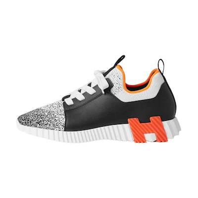 HERMES Leather Fashion Lace-Up Low Top 'Black White'