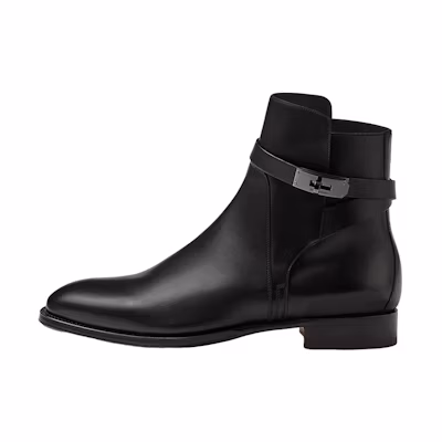 HERMES Leather Fashion Slip-On Ankle Boot 'Black'