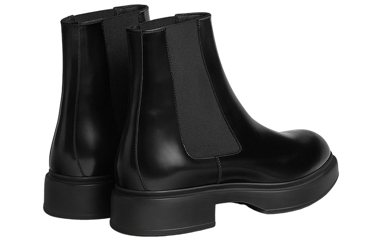 Shop HERMÈS 愛馬仕 皮革 時尚套腳 及踝 短靴 黑色