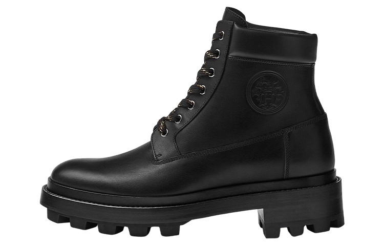 HERMES Leather Fashion Strap Ankle Boots 'Black' H222969Z-H01