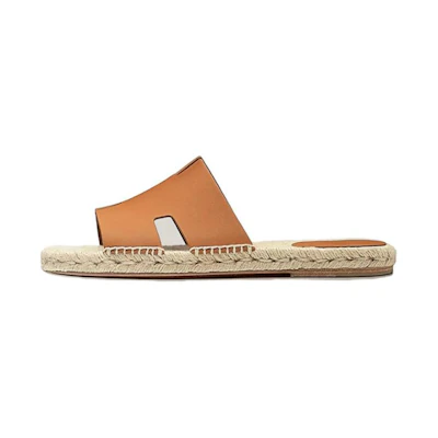 HERMES Leather Flat Sandal 'Brown'