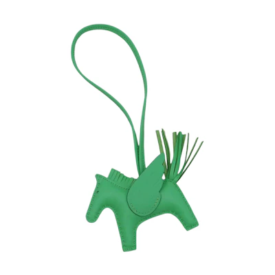 HERMES Leather Horse-Shaped Keychain Unisex Couple Accessory Green H083010CABG