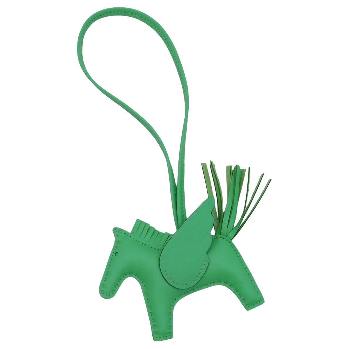 Order HERMES Leather Horse-Shaped Keychain Unisex Couple Accessory Green H083010CABG