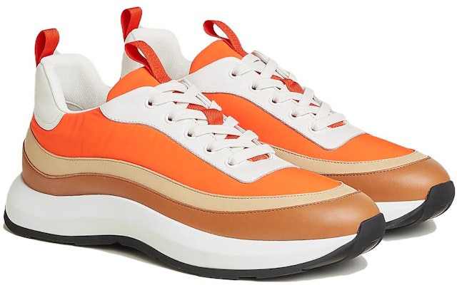 HERMES Sepatu Rendah Kulit Tali Renda 'Oranye Coklat' H231700Z-H2K Order HERMES Sepatu Rendah Kulit Tali Renda 'Oranye Coklat' H231700Z-H2K