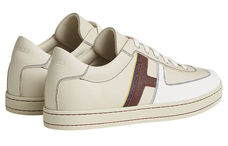Shop HERMES Leather Low-Top Lace-up 'Beige' H211861Z-HF8