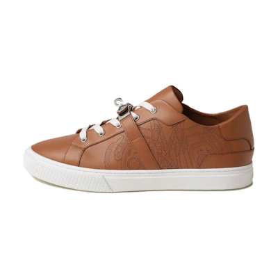 HERMES Leather Low-Top Lace-Up Sneaker 'Brown Day'