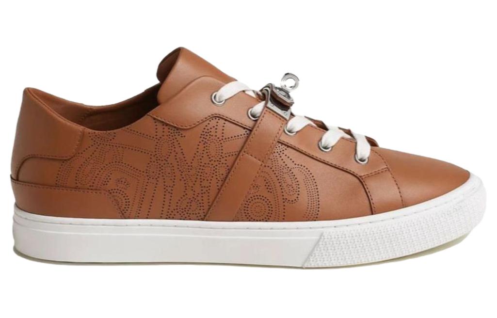 HERMES Leather Low-Top Lace-Up Sneaker 'Brown Day' 圖 2