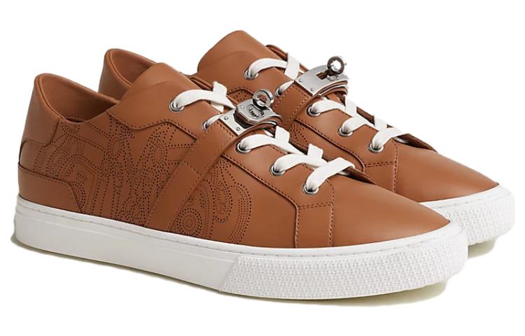 HERMES Leather Low-Top Lace-Up Sneaker 'Brown Day' 圖 3