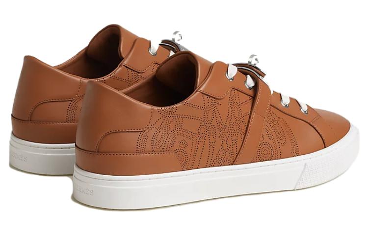 HERMES Leather Low-Top Lace-Up Sneaker 'Brown Day' 圖 4