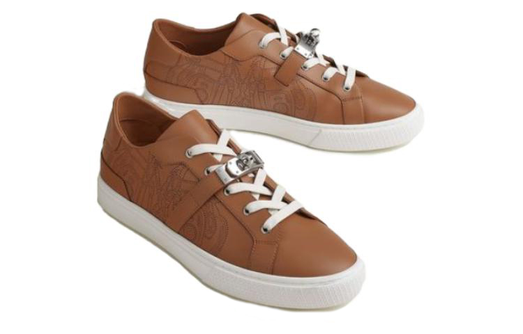 HERMES Leather Low-Top Lace-Up Sneaker 'Brown Day' 圖 5