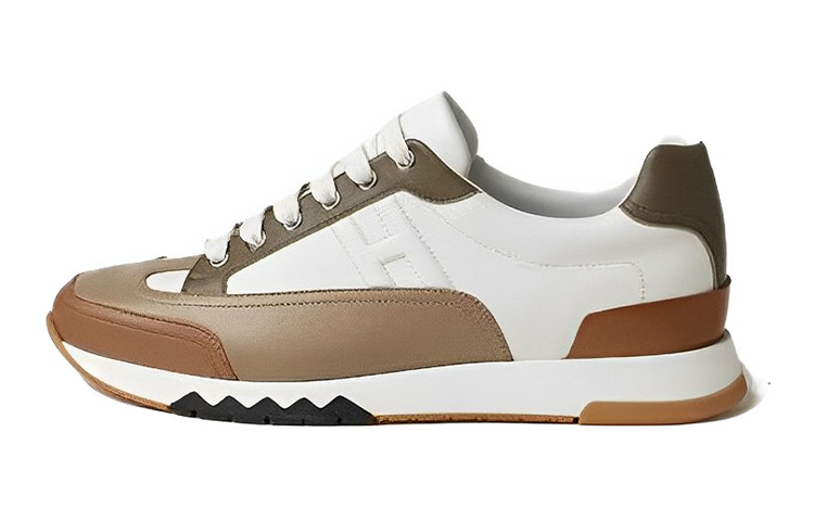 Buy HERMES愛馬仕 皮革 圓頭繫帶 低筒 生活休閒鞋 男款 卡其色