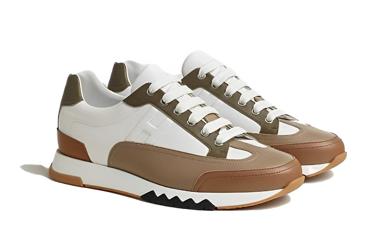 Lookbook HERMES愛馬仕 皮革 圓頭繫帶 低筒 生活休閒鞋 男款 卡其色