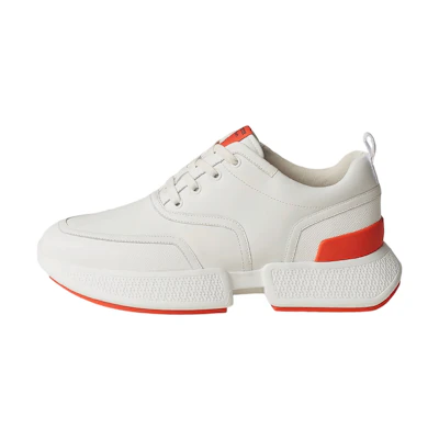 HERMES Leather Low Top Sneaker 'White Orange'