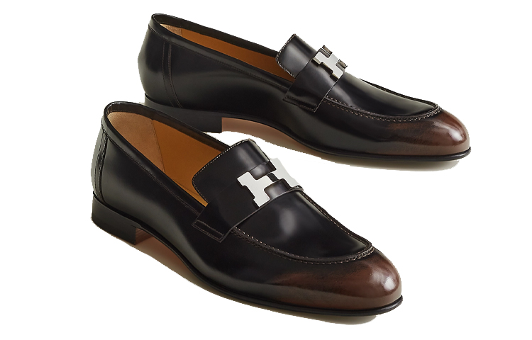 Lookbook HERMES Kulit Moccasin 'Logo Besi - Hitam Coklat' H222976Z-AME