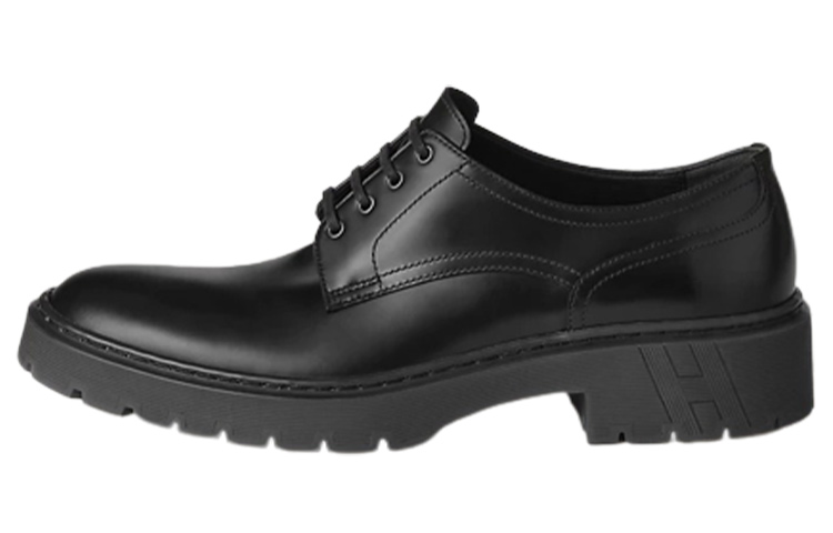 HERMES Leather Round-Toe Lace-Up 'Black' H231952Z-H02