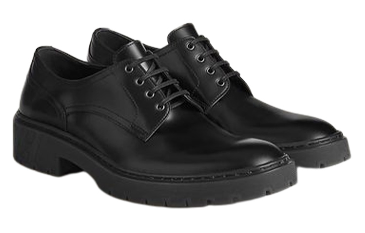 Order 爱马仕黑色皮革圆头系带鞋 H231952Z-H02