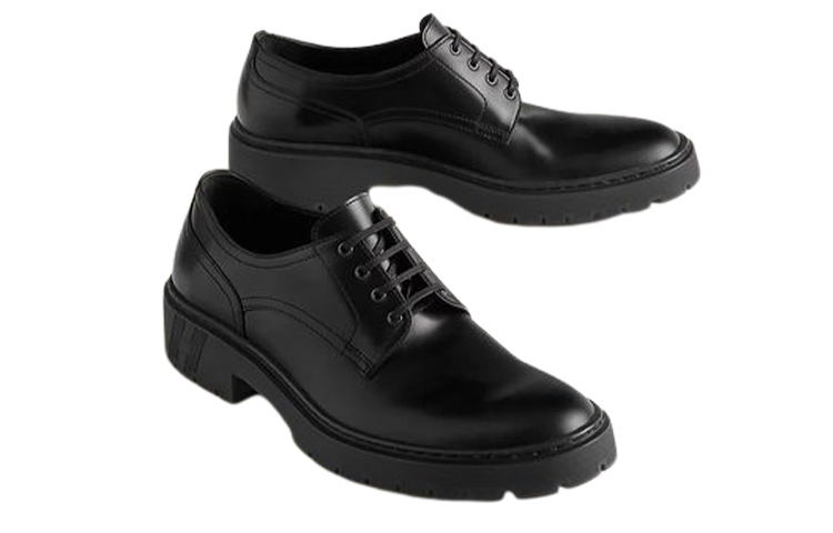 Lookbook 爱马仕黑色皮革圆头系带鞋 H231952Z-H02