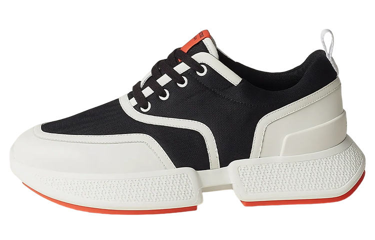 HERMES Leather Round Toe Lace-Up 'Black White' H231734Z-H11