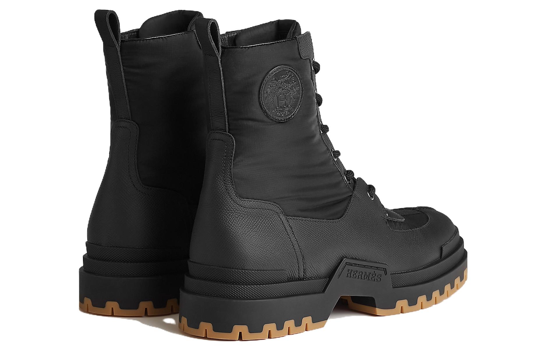 Shop Stivali Stringati in Pelle HERMES Punta Tonda ''Comfort Nero'' H231981ZH02430