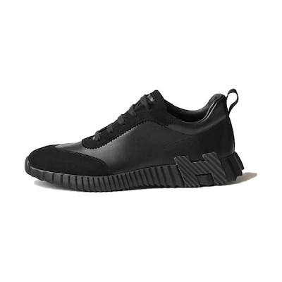 HERMES Leather Round Toe Lace-Up Low Top 'Black'
