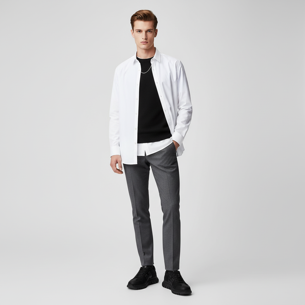 Lookbook HERMES Sepatu Kulit Hitam Low Top Round Toe Lace-Up H221898ZH-03