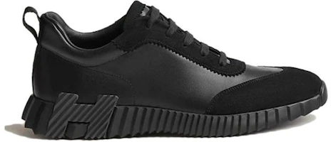 Shop HERMES Zapatos Bajos de Piel con Cordones Punta Redonda 'Negro' H221898ZH-03