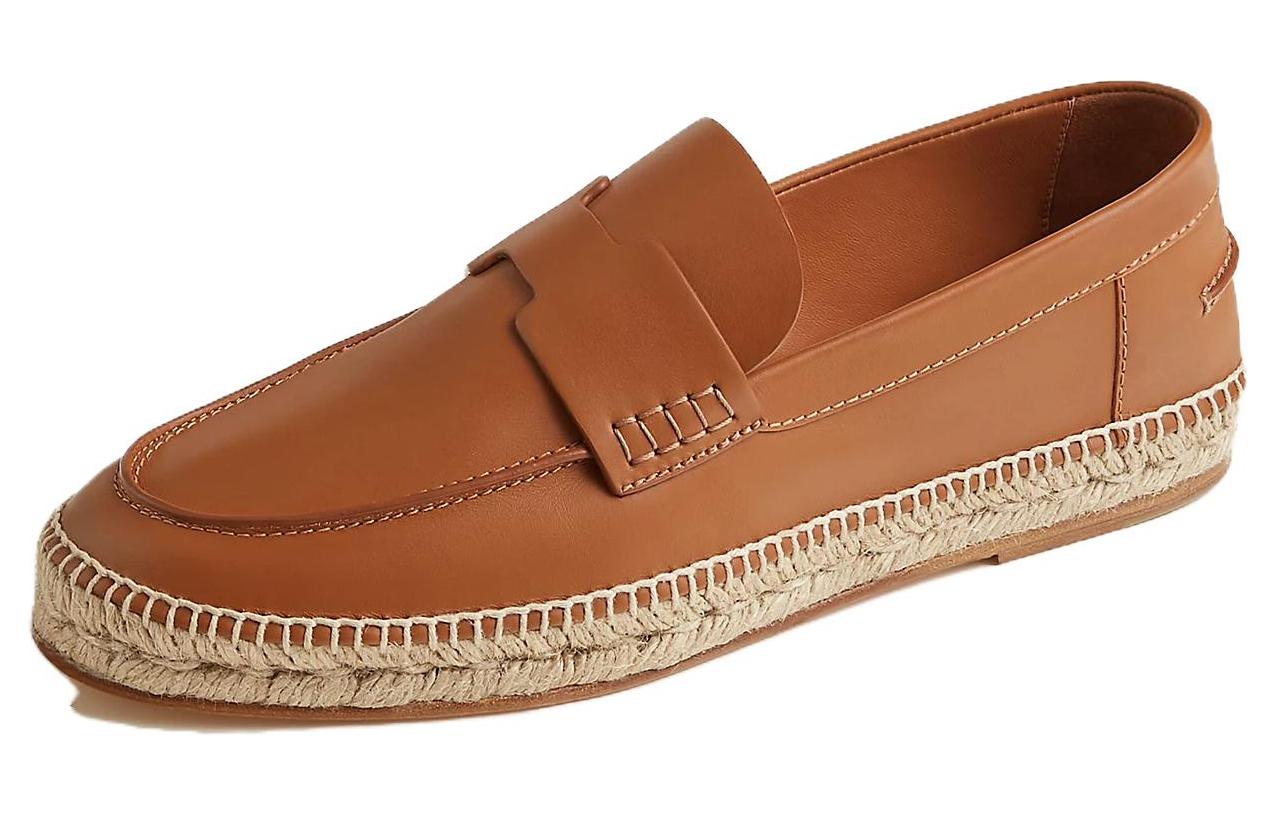 HERMES Leather Slip-On 'Brown Fashion' H191369Z-H04