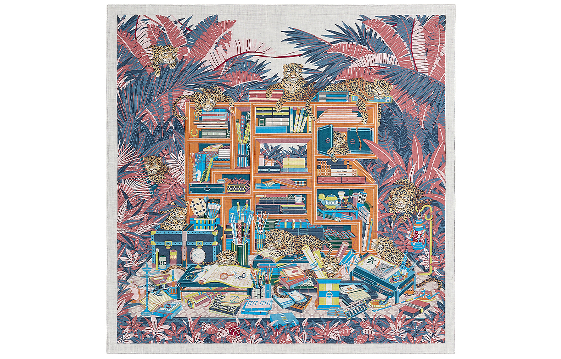 HERMES Les 12 Leopards Cashmere Silk Shawl Pink. H243762S-07 圖 2