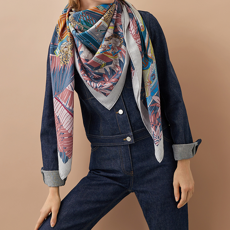 HERMES Les 12 Leopards Cashmere Silk Shawl Pink. H243762S-07 圖 3