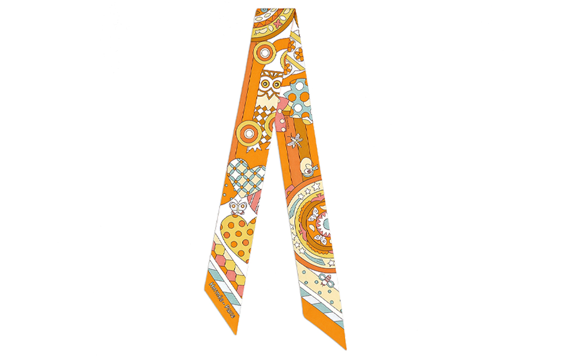 HERMES Les Murmures de la Foret Twilly Scarf Unisex Multicolor. H063005S 04