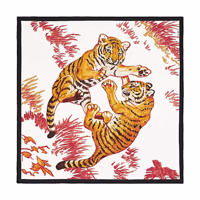 HERMES Les Tigreaux Little Tiger Silk Scarf H892491S-09