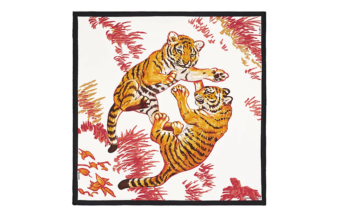 HERMES Les Tigreaux Little Tiger Silk Scarf H892491S-09 圖 2