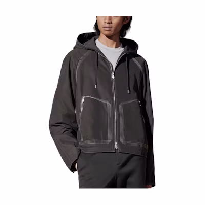 Hermes Licorice Zipped Pocket Hooded Jacket Casual Long Sleeve Coat H452120HB1A
