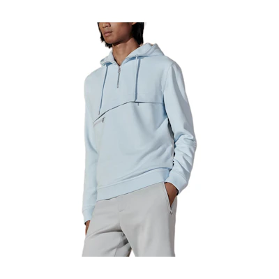 HERMES Light Blue Pullover Hoodie with Drawstring and Zipper Collar H457750HA5LLA