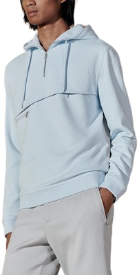 HERMES Light Blue Pullover Hoodie with Drawstring and Zipper Collar H457750HA5LLA Order HERMES Light Blue Pullover Hoodie with Drawstring and Zipper Collar H457750HA5LLA