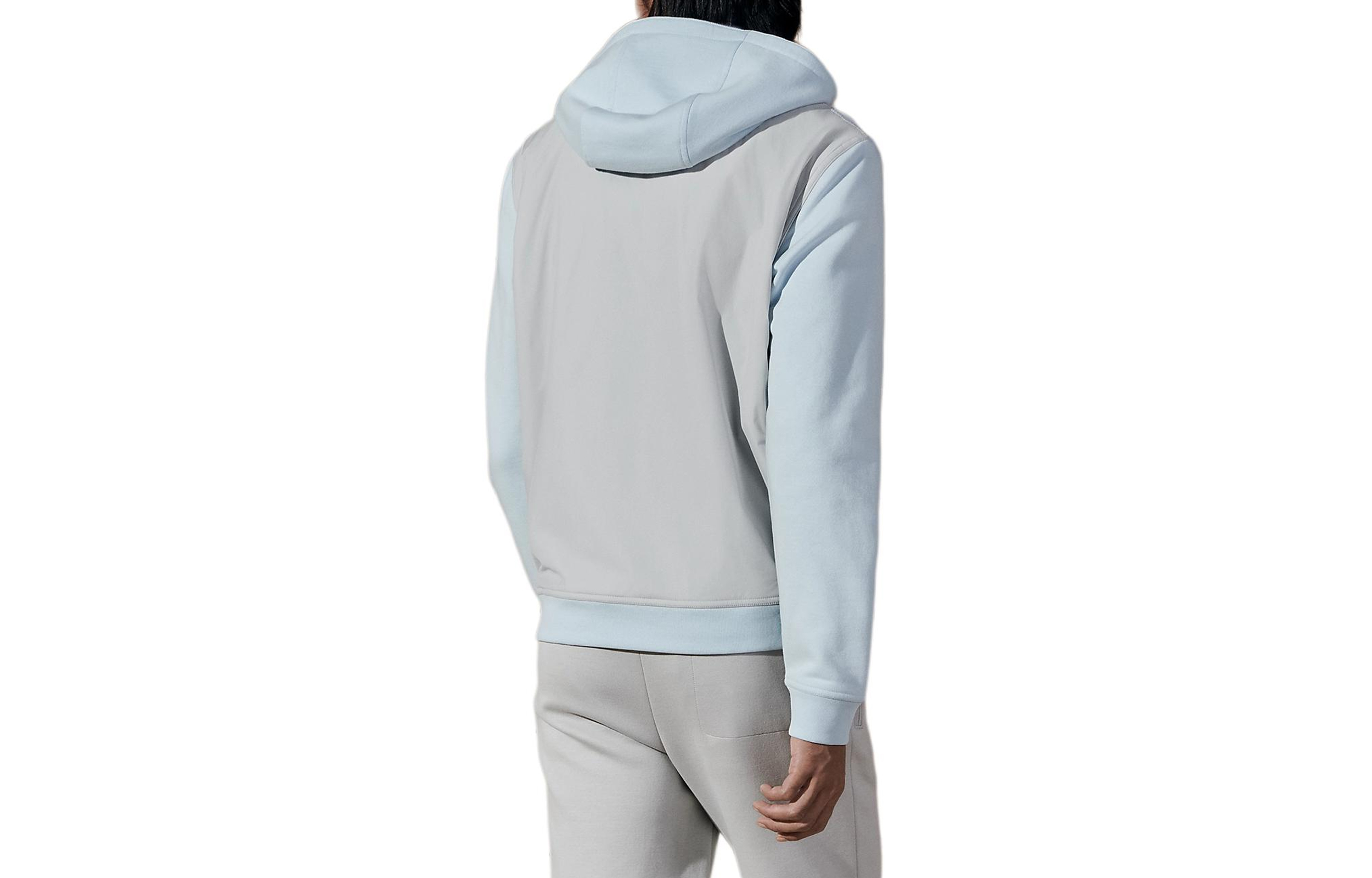 Lookbook HERMES Light Blue Pullover Hoodie with Drawstring and Zipper Collar H457750HA5LLA