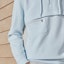 Shop HERMES Light Blue Pullover Hoodie with Drawstring and Zipper Collar H457750HA5LLA