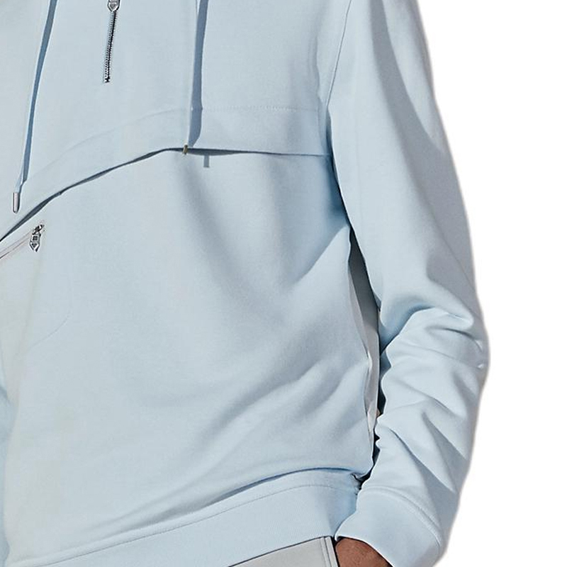 Details for HERMES Light Blue Pullover Hoodie with Drawstring and Zipper Collar H457750HA5LLA