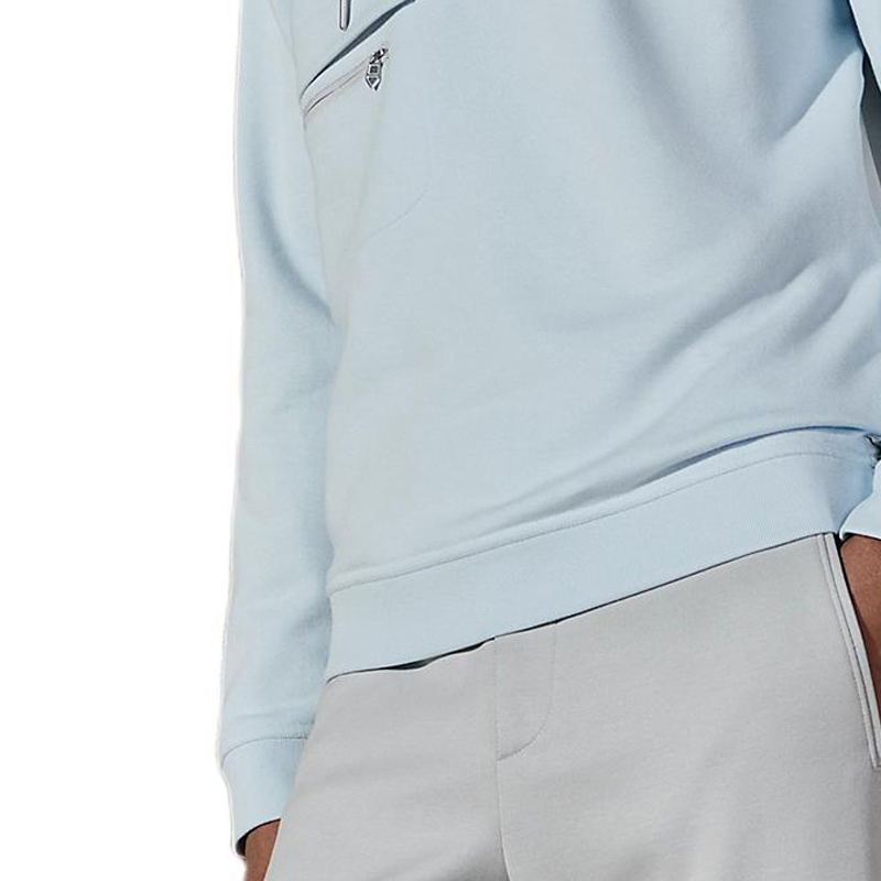 Sizing HERMES Light Blue Pullover Hoodie with Drawstring and Zipper Collar H457750HA5LLA