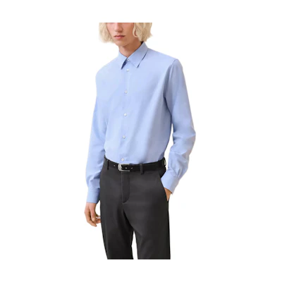 HERMES Light Blue Slim Fit Jacquard Long Sleeve Shirt for Men H466000HB66