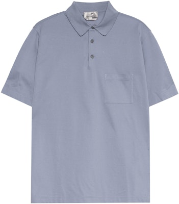 HERMES Light Blue Solid Pocket Casual Short Sleeve Polo Shirt. H072325HA69 Order HERMES Light Blue Solid Pocket Casual Short Sleeve Polo Shirt. H072325HA69