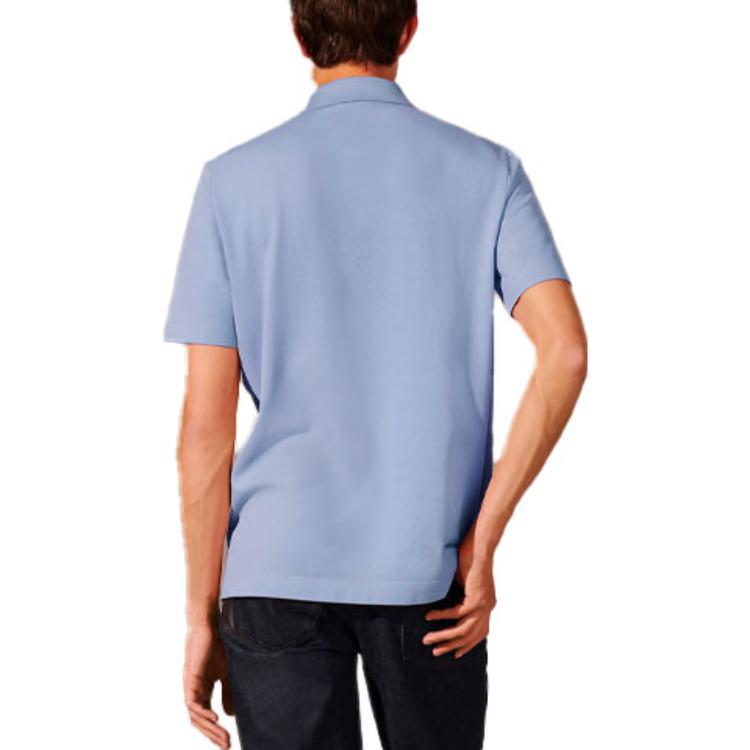 Purchase HERMES Light Blue Solid Pocket Casual Short Sleeve Polo Shirt. H072325HA69