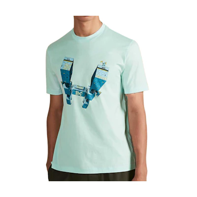 HERMES Light Green Short Sleeve Crewneck T-Shirt with Graphic Print H037730HA1T