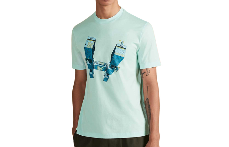 Order HERMES 淺綠色圖案印花短袖圓領T恤 H037730HA1T