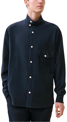 HERMES Kemeja Butang Flanel Bulu Ringan Biru H466100H80139 Order HERMES Kemeja Butang Flanel Bulu Ringan Biru H466100H80139