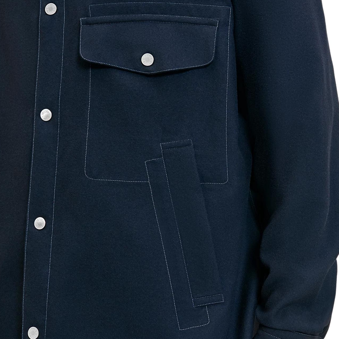 Purchase HERMES Kemeja Butang Flanel Bulu Ringan Biru H466100H80139