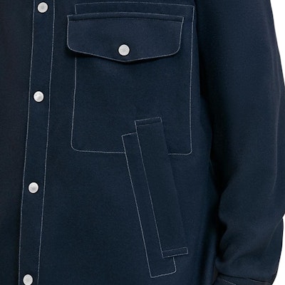 HERMES Kemeja Butang Flanel Bulu Ringan Biru H466100H80139 Purchase HERMES Kemeja Butang Flanel Bulu Ringan Biru H466100H80139